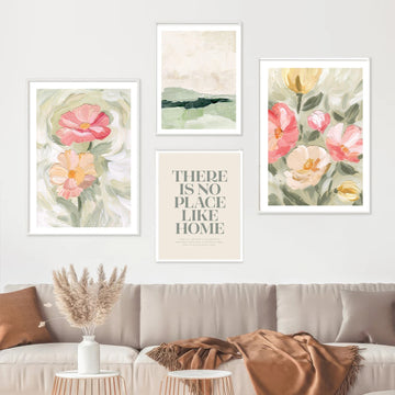 4 Pack Gallery Wall Large Abstract Modern Home Entrance Frame set ( 12x18" 2 pc, 10x14" 2 pc)