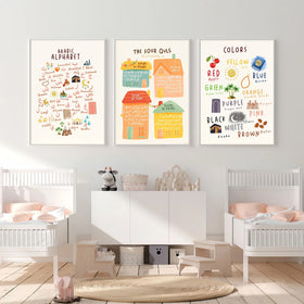 Kids Room Educational Nursery Frames Set of 3
