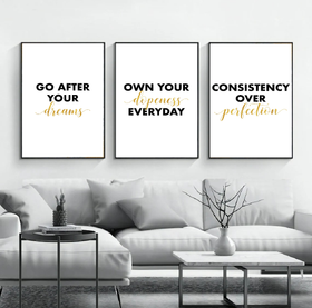 Motivational Quote Frame Set of 3 β Office Workplace Wall Art Prints