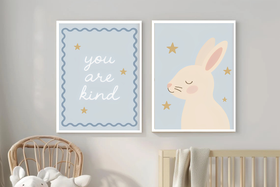 2 Pcs Kids Room Wall Frames, Bunny Baby Nursery Decor Photo frames