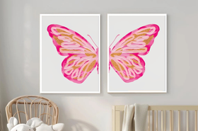 2 Pcs Girl Kids Room Wall Frames, Butterfly Decor Photo frames