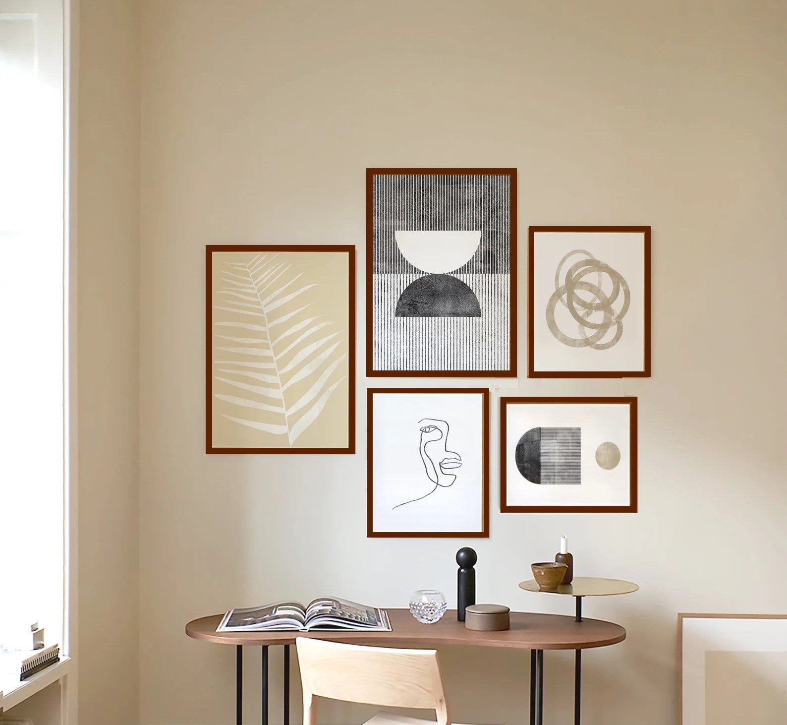 Minimalist Gallery Wall Set of 5, Modern Abstract Frame Set, Minimal P ...