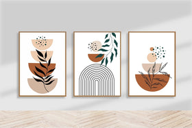 3 pcs Neutral Boho Frame Set, Abstract frames