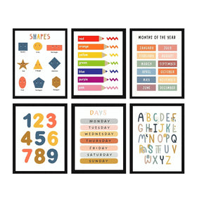 Kids/ Nursery Decor Frames, Montessori Room Decor set of 6