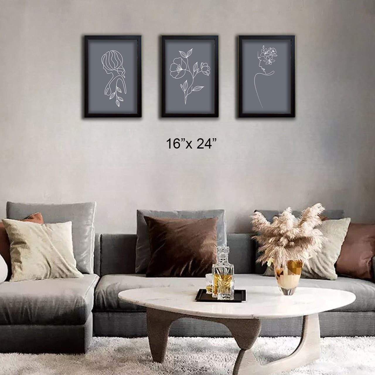 3 Pcs Flower Lady Abstract art Frame
