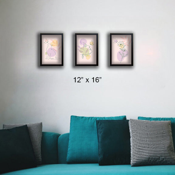 Glass front Abstract Art frame Set of 3