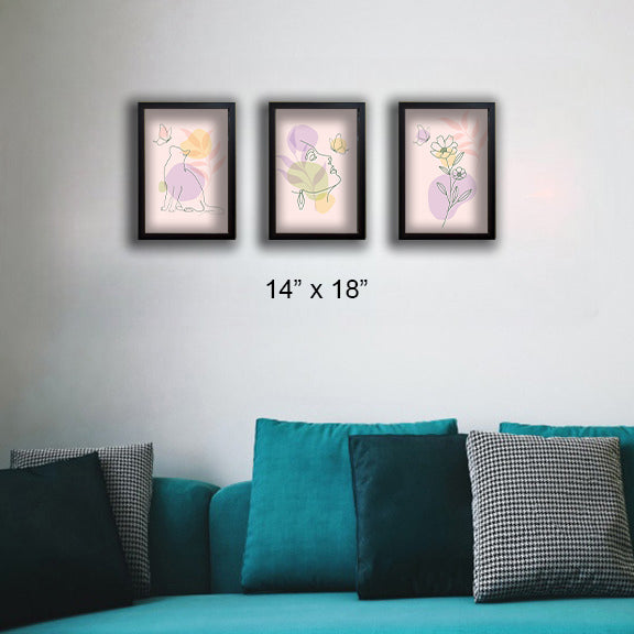 Glass front Abstract Art frame Set of 3