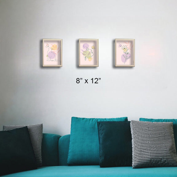 Glass front Abstract Art frame Set of 3