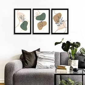3-Piece Abstract Art Frame Set – Elegant Wall Decor for Home & Office