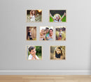 Set of 7 golden frames arranged in a collage with custom photo sizes 8x8, 8x10, and 5x7 inches. - Set of 7 - Photo Frames for Wall Collage (8x8inch= 1 frames, 8x10inch= 4, 5x7inch  = 2 ) - Black - Frame World
