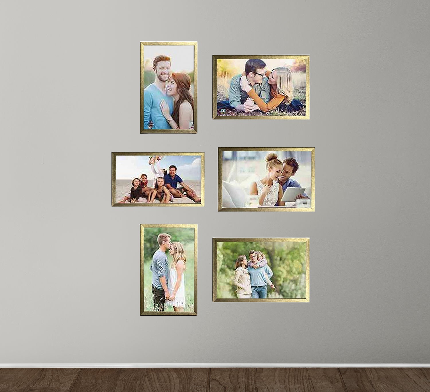 Buy golden Collage Photo Frames 6 Pcs Wall Gallery (5x7&quot; - 3pc , 4x6&quot; - 3pc)