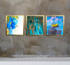 Set of three golden frames with abstract floral and nature collage art on a textured wall. - 3 PCS Abstract Photo Frame, Aesthetic Picture Frames - Black / 8x10" - Frame World