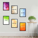 Six black 8x12" frames with inspirational quote prints in colorful collage on white wall. - 6 Pcs Inspirational Quote Frames set - 8x12" / Black / 1 - 5x5, 6 pc - Frame World