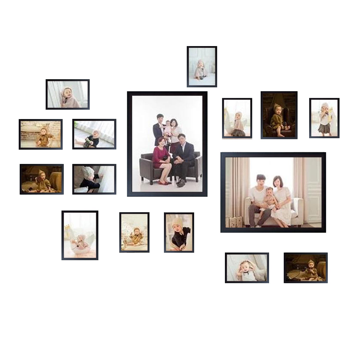 Pack of 16 Collage Frames Set (8x12 - 2pc, 5x7 - 2pc, 4x6 - 12pc)