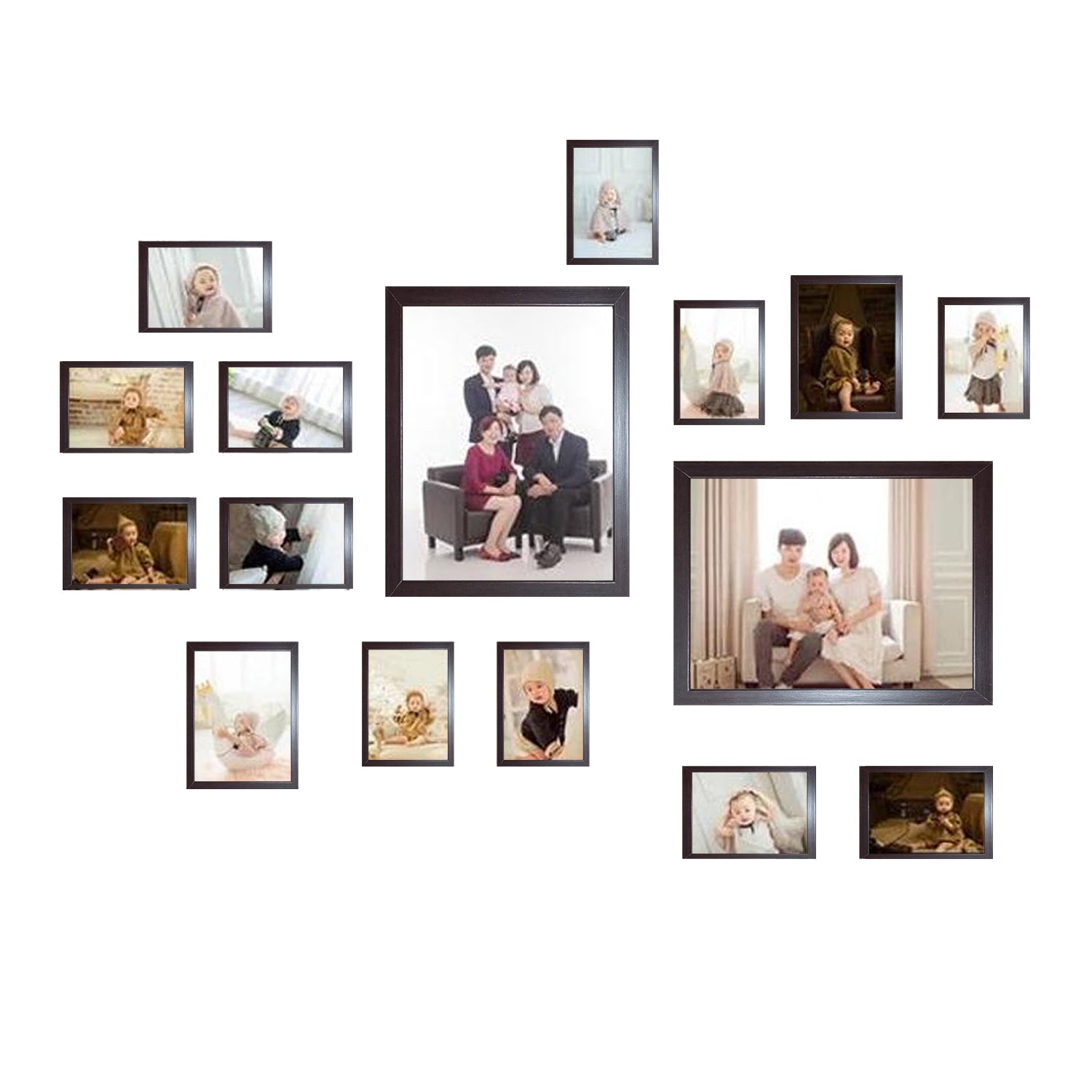 Buy brown Pack of 16 Collage Frames Set (8x12 - 2pc, 5x7 - 2pc, 4x6 - 12pc)