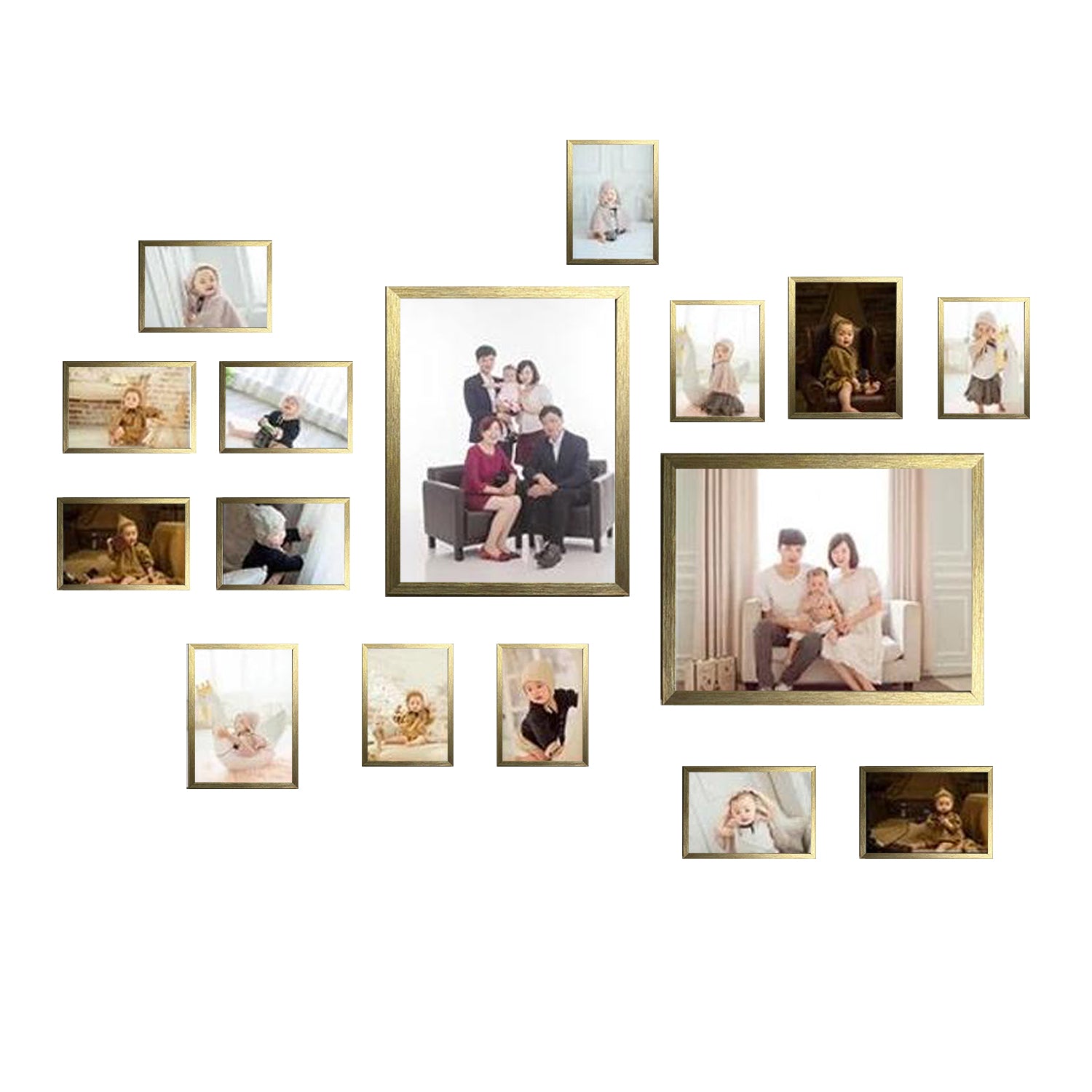 Buy golden Pack of 16 Collage Frames Set (8x12 - 2pc, 5x7 - 2pc, 4x6 - 12pc)