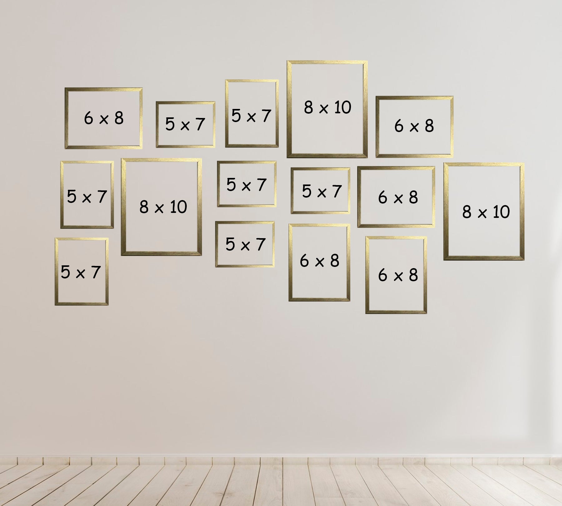 Buy golden Pack of 15 Gallery Collage Frames set Family Pictures frames (3 X 8x10 inches, 7 X 5x7 inches, 5 X 6x8 inches))