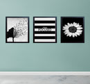 Set of three black collage photo frames with custom abstract art in 8x10" size on teal wall. - Abstract Photo Frame 3 PCS Aesthetic Picture Frames - Black / 8x10" - Frame World
