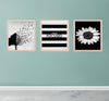 Set of three custom black and white abstract frames in square collage layout on teal wall. - Abstract Photo Frame 3 PCS Aesthetic Picture Frames - Black / 8x10" - Frame World