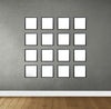 Set of 16 black frames arranged in a 4x4 collage on gray wall, customizable layout. - Set of 16 Wall Collage Picture Frames - Black - Frame World