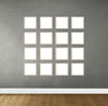 Set of 16 white square frames arranged in a grid collage on gray wall for custom photos. - Set of 16 Wall Collage Picture Frames - Black - Frame World
