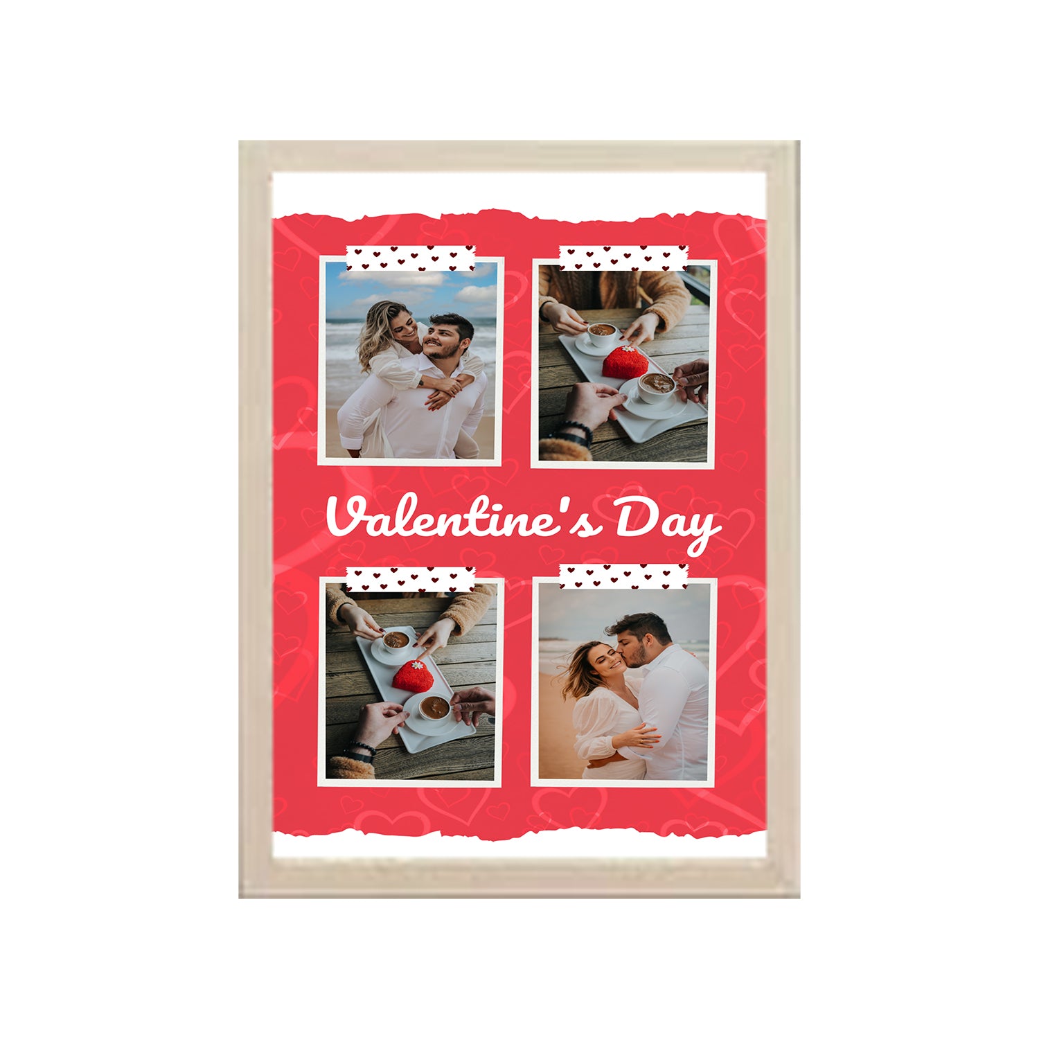 Buy white Valentines Day 4 Image Design Photo Frame 1 Pc ( photo and text is Customizable )