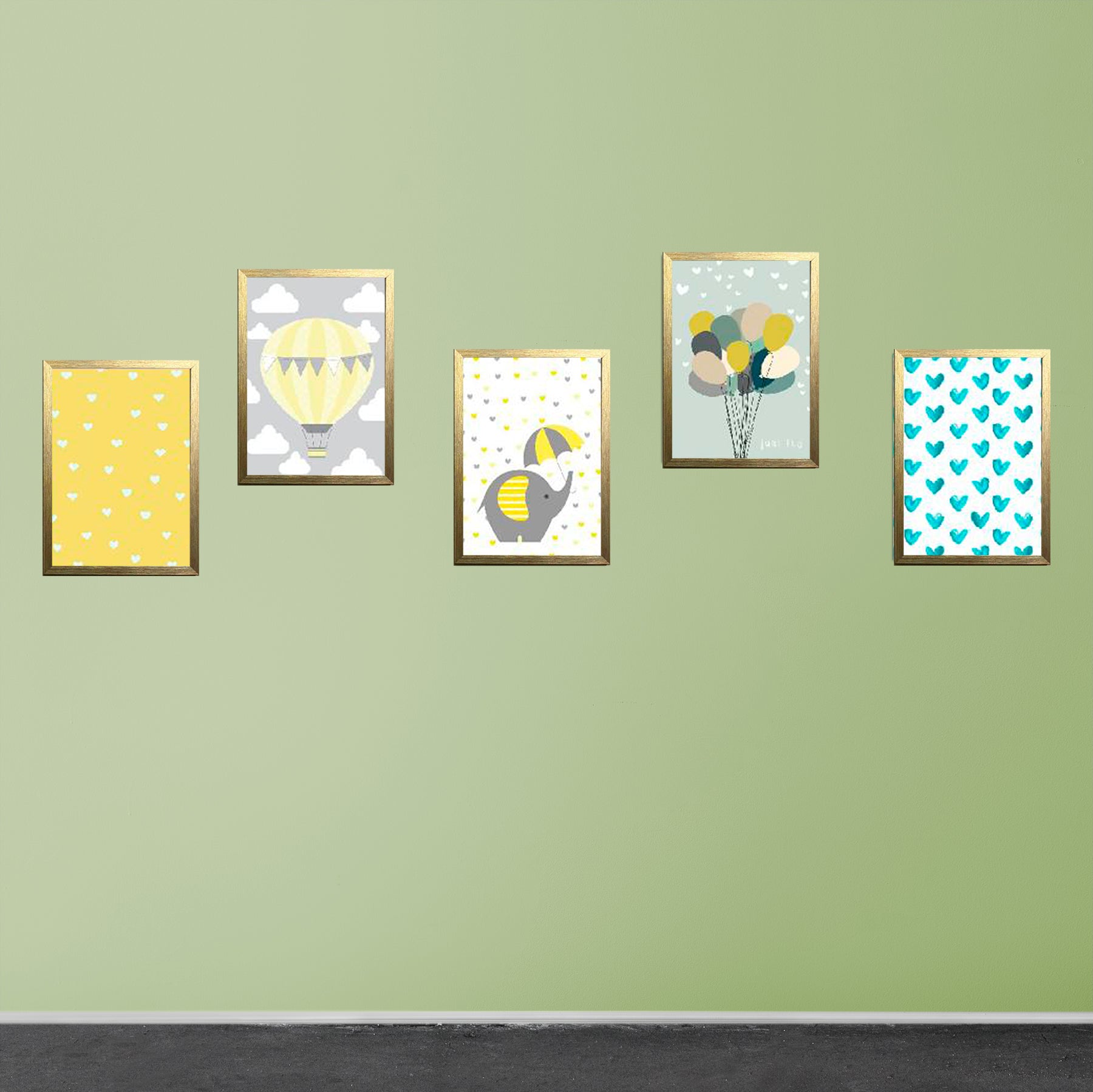 Buy golden Pack of 5  Kids Room Decor Photo frames
