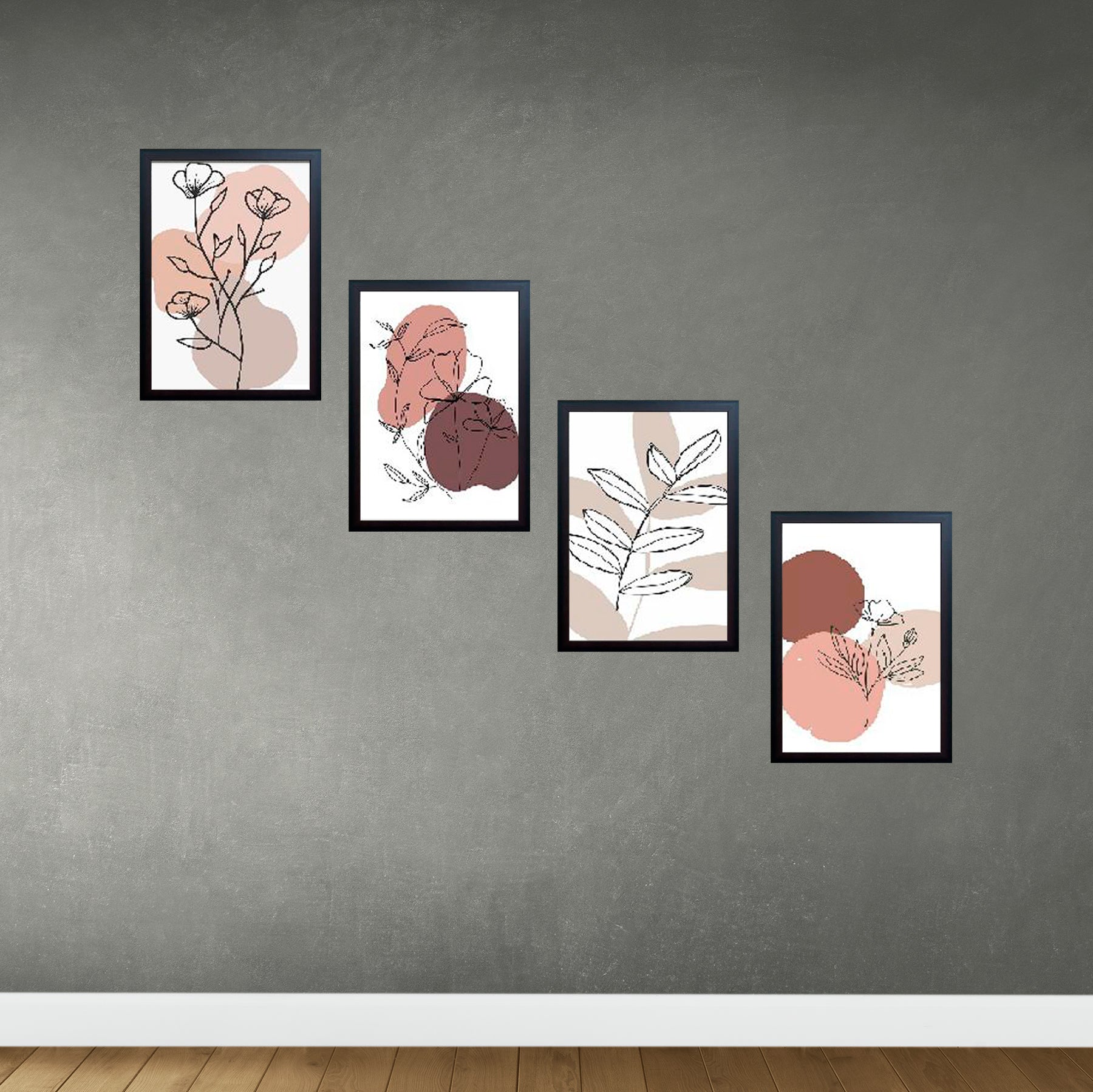 Buy black Set of 4 Abstract Wall Decoration Photo Frames