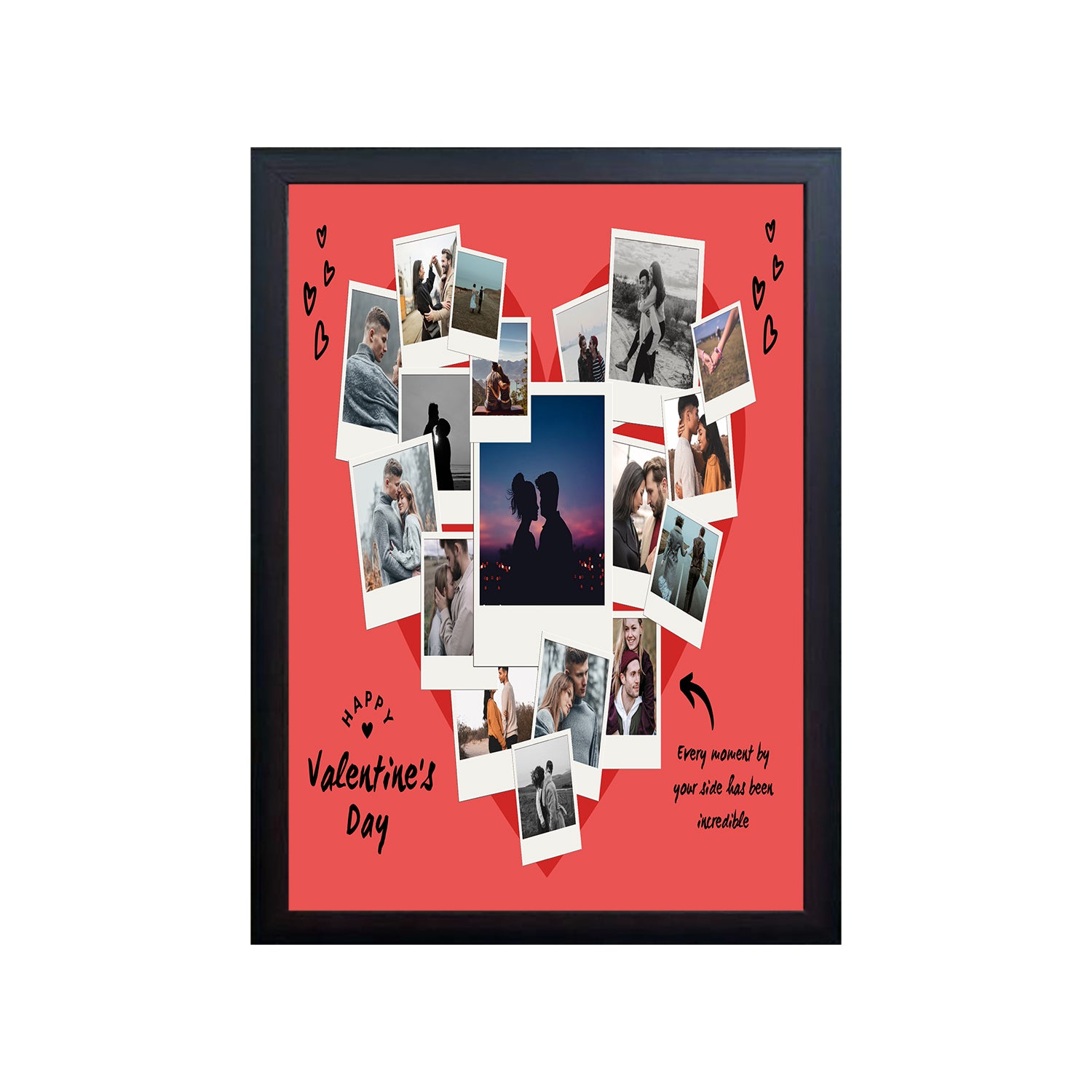 Valentines Day Heart Shape Design Photo Frame 1 Pc ( photo and text is Customizable )