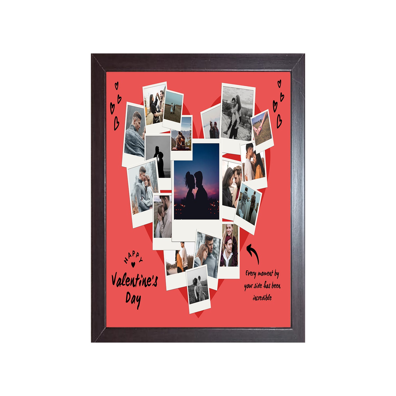 Buy brown Valentines Day Heart Shape Design Photo Frame 1 Pc ( photo and text is Customizable )