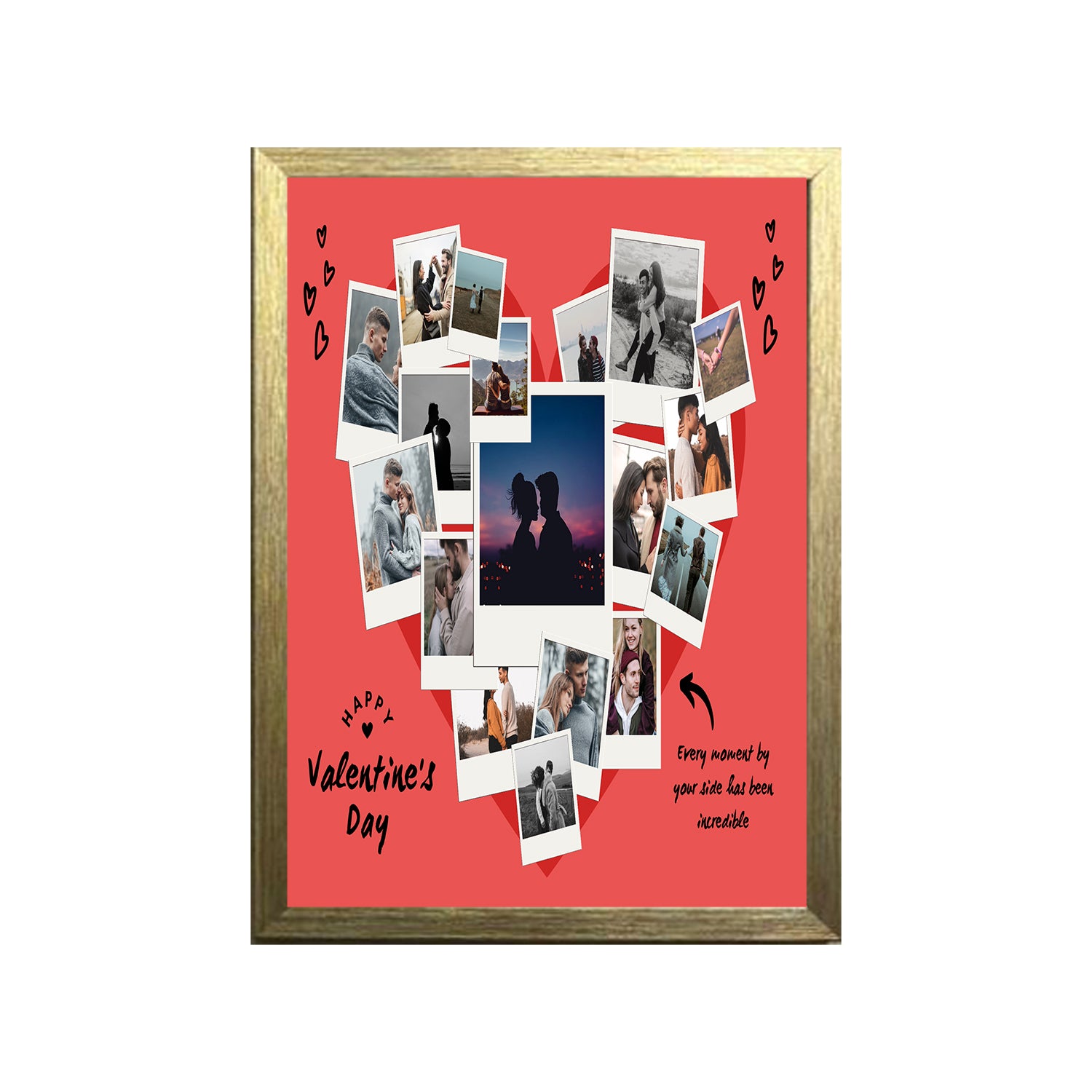 Buy gold Valentines Day Heart Shape Design Photo Frame 1 Pc ( photo and text is Customizable )