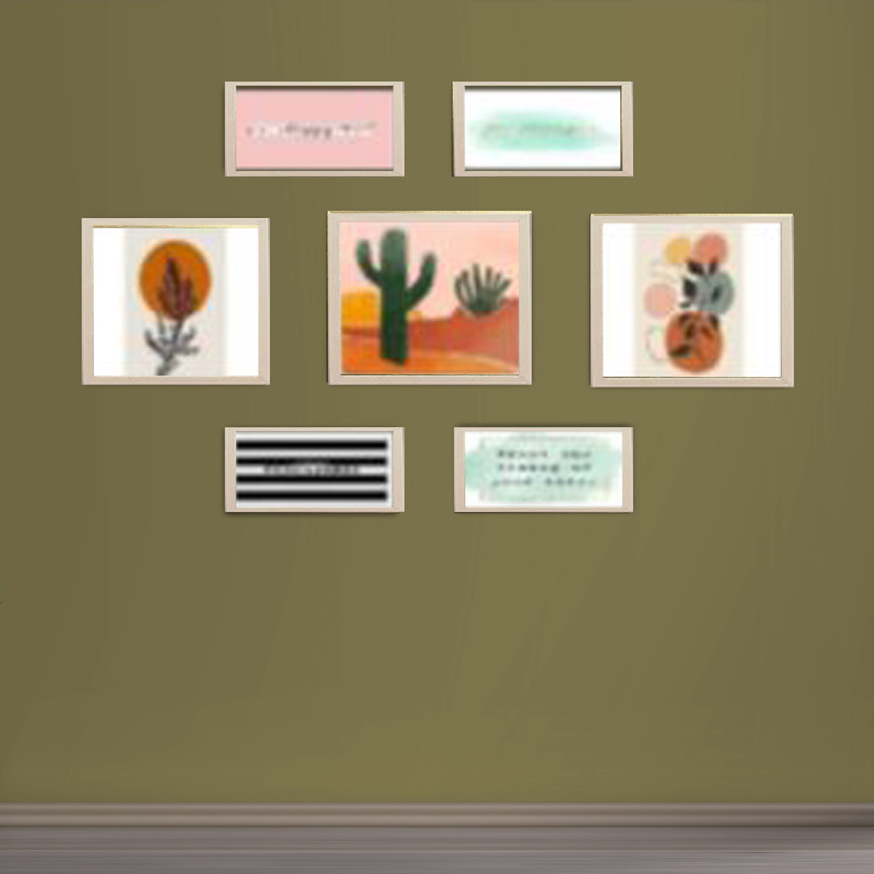 Buy white 7 PCS Abstract Art Picture Frames set