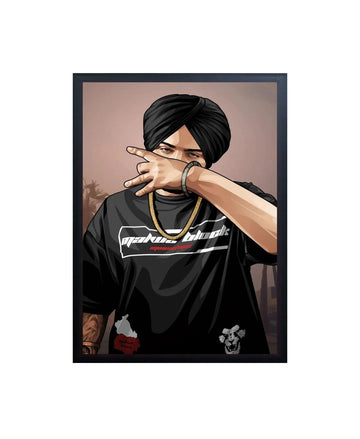 Sidhu Moose Wala Poster Frame | Single Punjabi Rapper Figure Poster Wall Art - 0