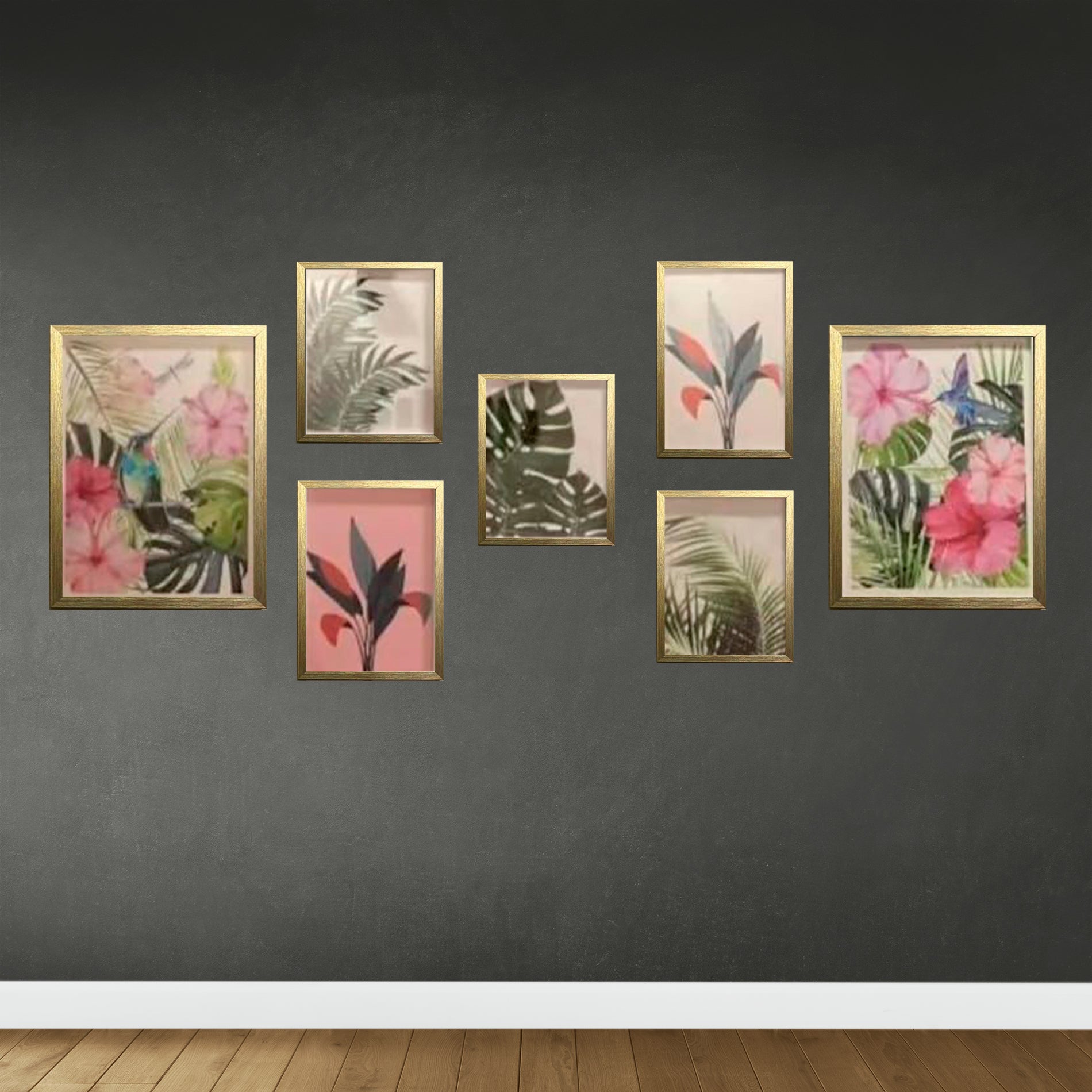 7 Pcs Flower and leave Abstract set (3 x 8 x 10" , 2 x 8 x 12" and 2 x 12 x 16 ")
