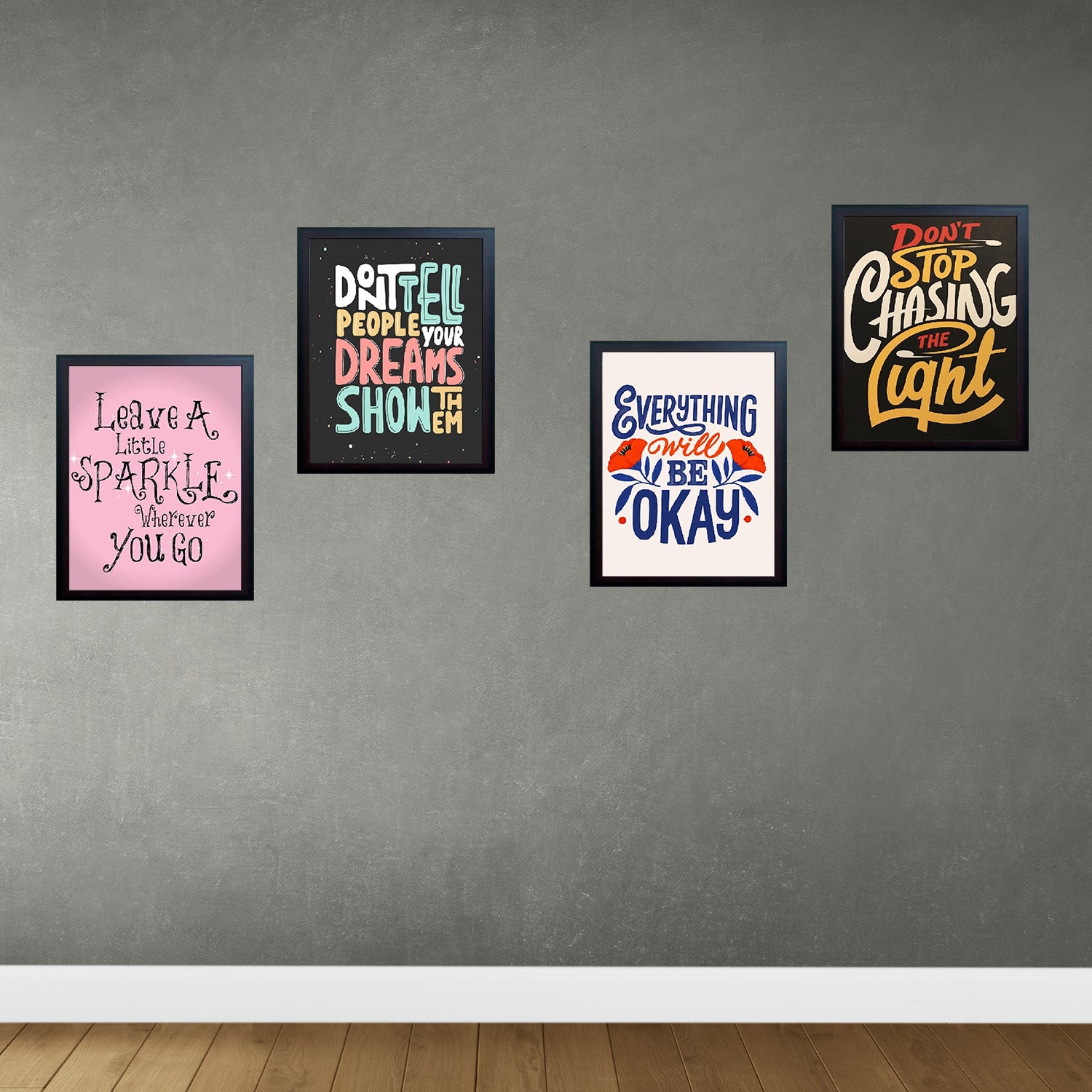 Buy black Set of 4 Motivational Quote Frames For Wall Décor