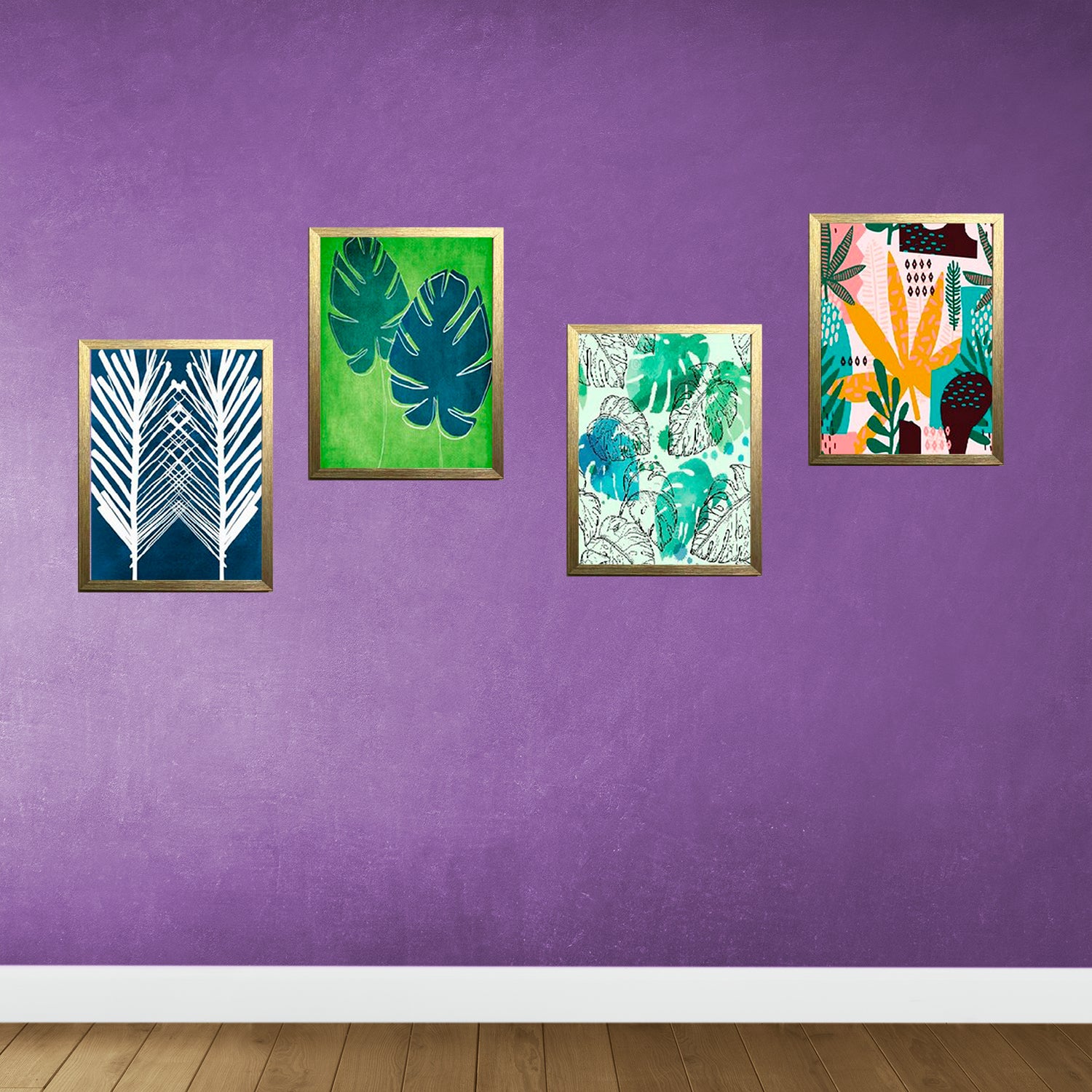 Buy golden Set of 4 Abstract Art Wall Frame