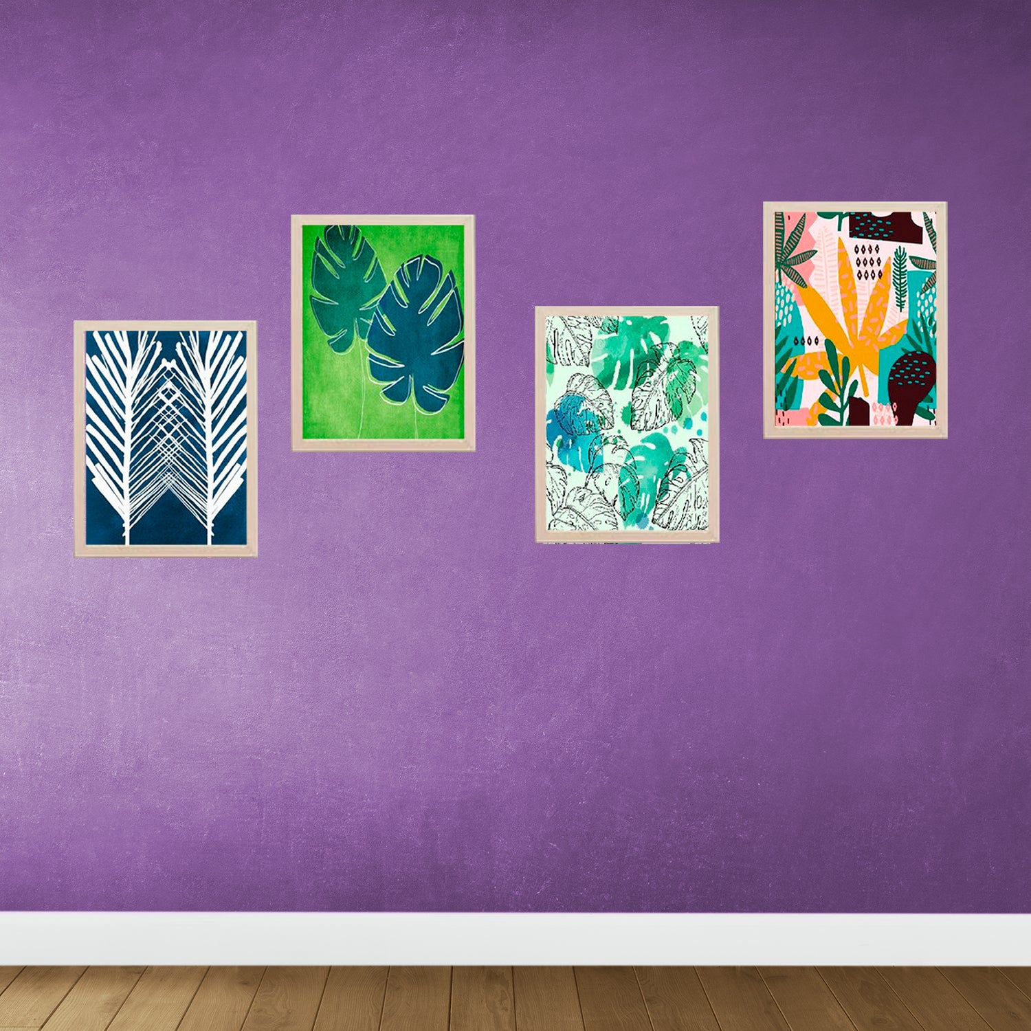 Buy white Set of 4 Abstract Art Wall Frame
