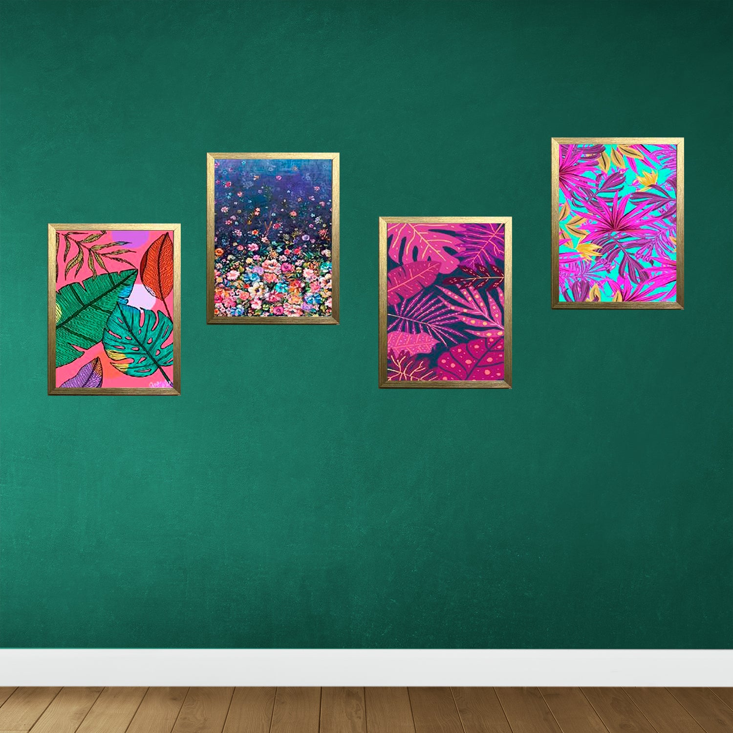 Buy golden Set of 4 Aesthetic Wall photo frame