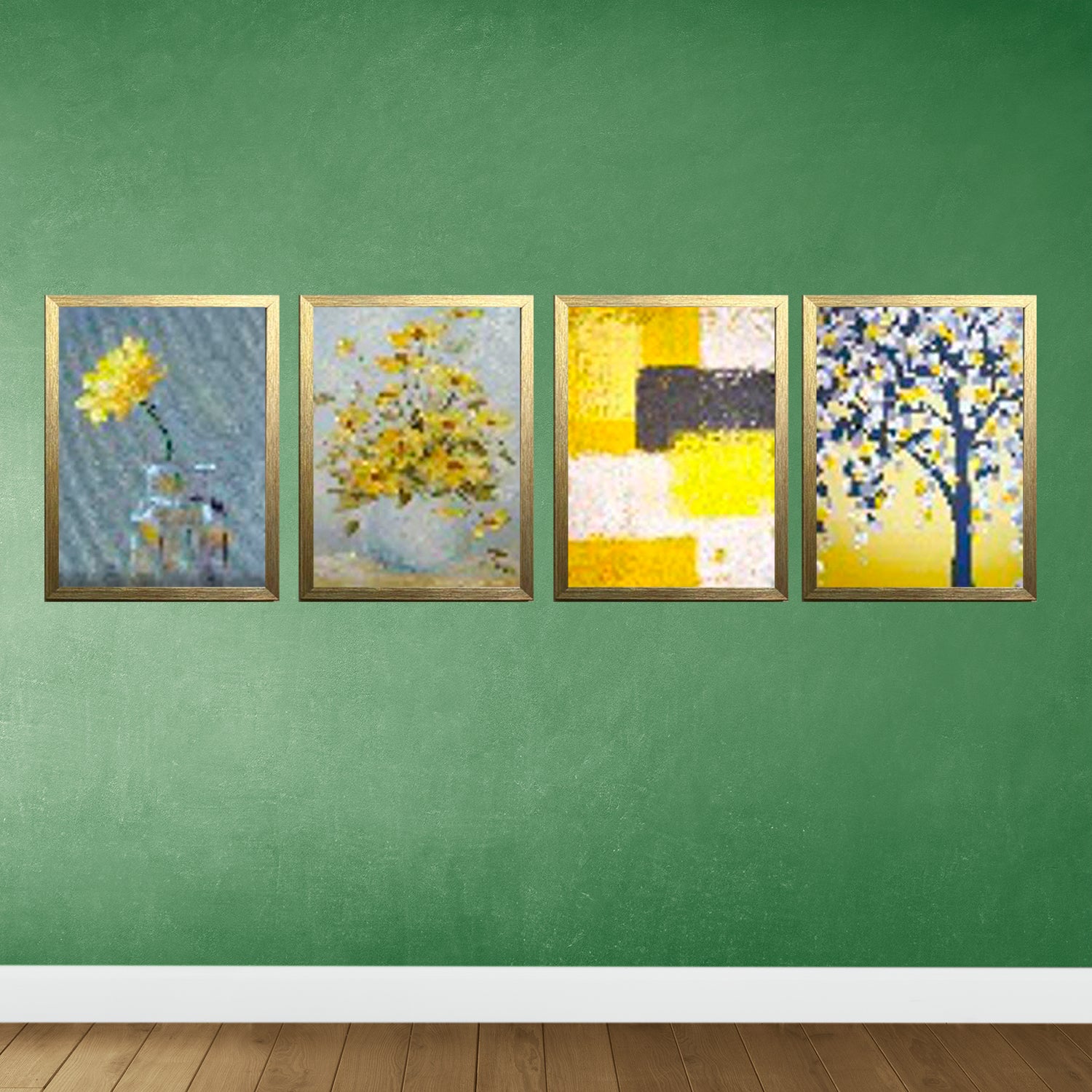 Buy golden Set of 4 Abstract Wall Decoration Photo Frame