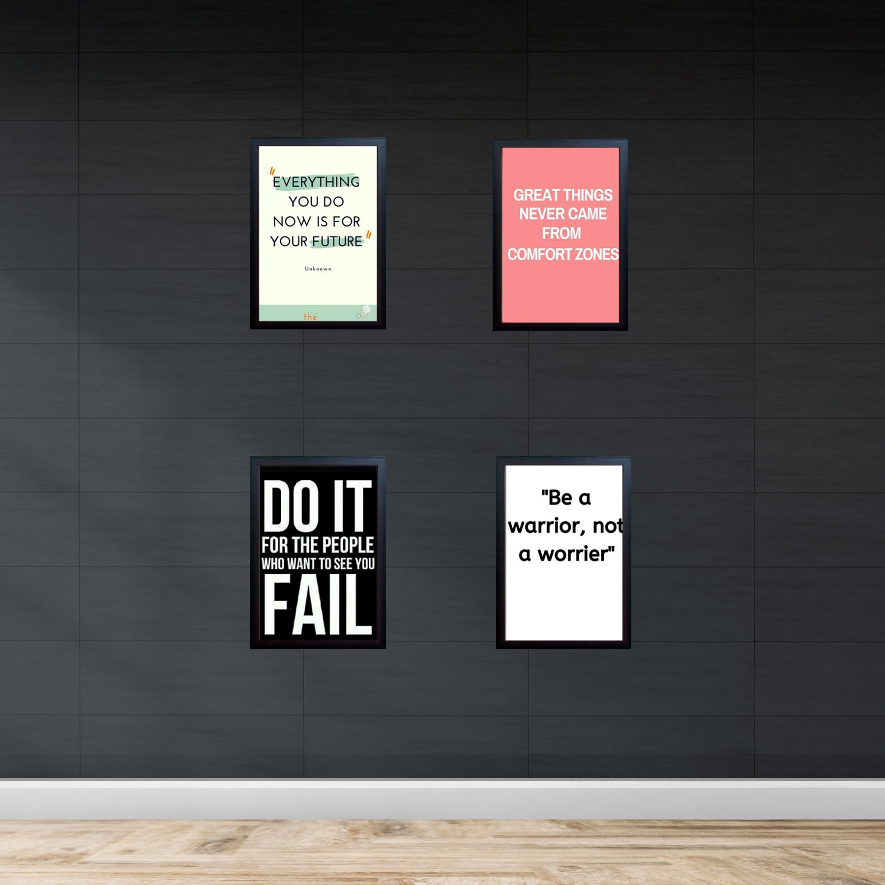 Set of 4 Inspirational Quotes Frame set, Motivational Quote sets