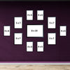 Black collage set of 11 custom frames in various sizes on a purple wall. - Pack of 11 Frame Collage set, Picture frames Pack (8x10 inches * 1, 5 x 7 inches *4, 4 x 6  inches * 6) - Black - Frame World