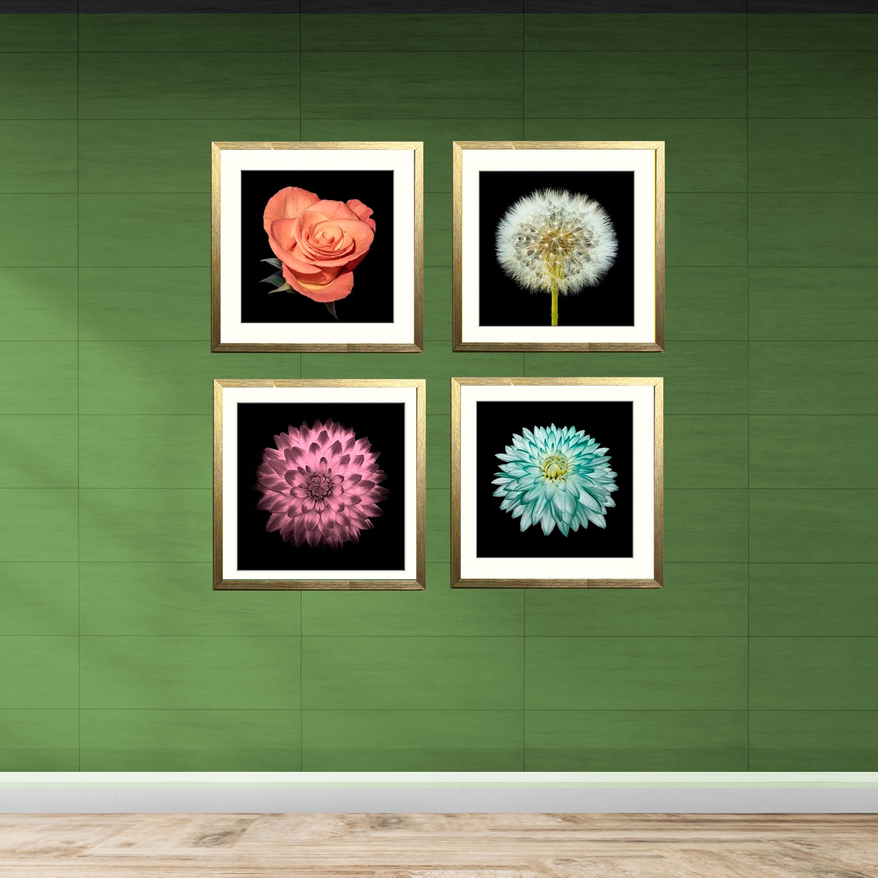 Buy golden Modern Minimalist 4 PCS Glass Front with FREE Print Wall photo frame  &amp; Room Decor photo frame