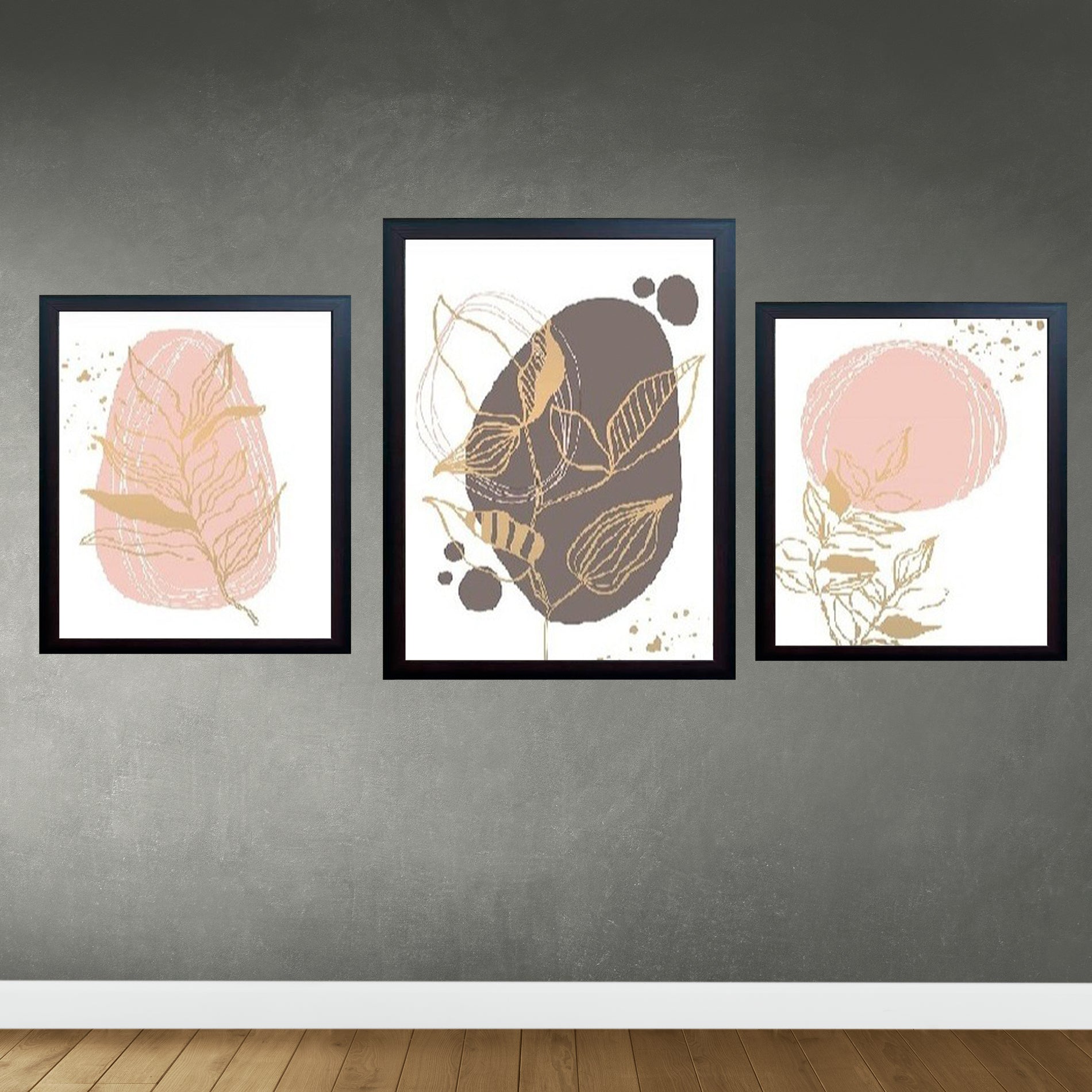 Buy black Set of 3 Aesthetic Wall Decoration Photo Frames