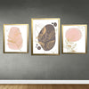 Set of 3 golden frames with custom abstract leaf collage art on gray wall background. - Set of 3 Aesthetic Wall Decoration Photo Frames - Black - Frame World
