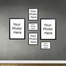 Black collage frame set with six customizable photo frames on gray wall. - 6-Piece Wall Gallery Frame Set – Customizable Collage Display - Black - Frame World