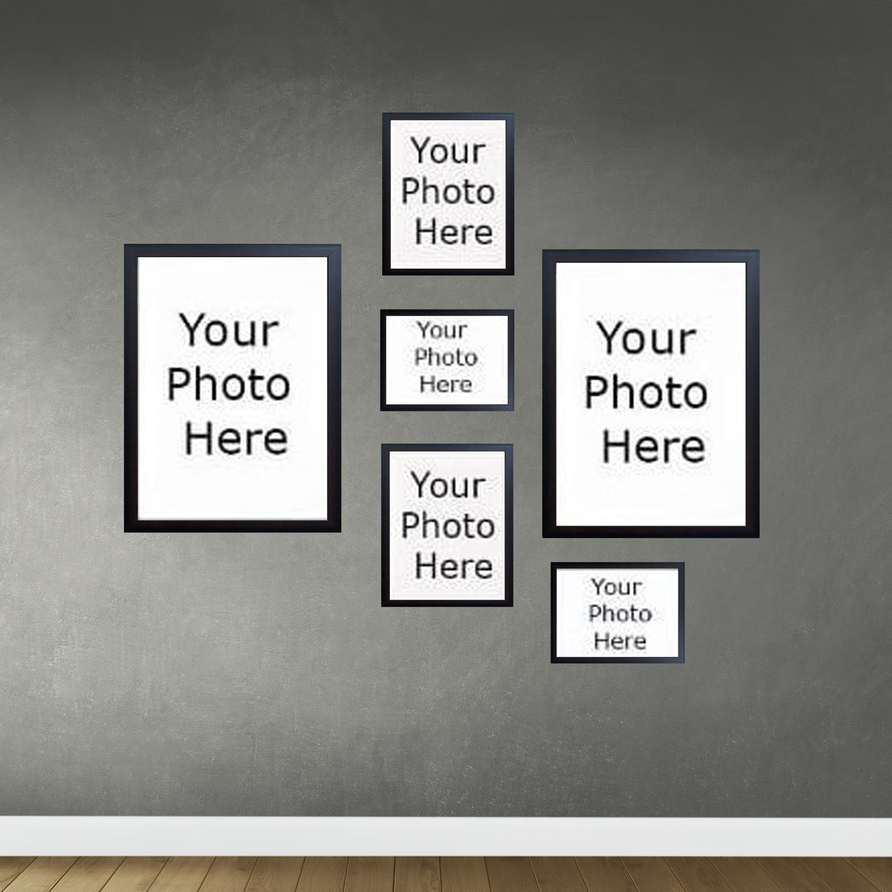 Pack of 6 Wall Gallery Collage, 2X 12x16" 2X 8x10", 2X 6x8"