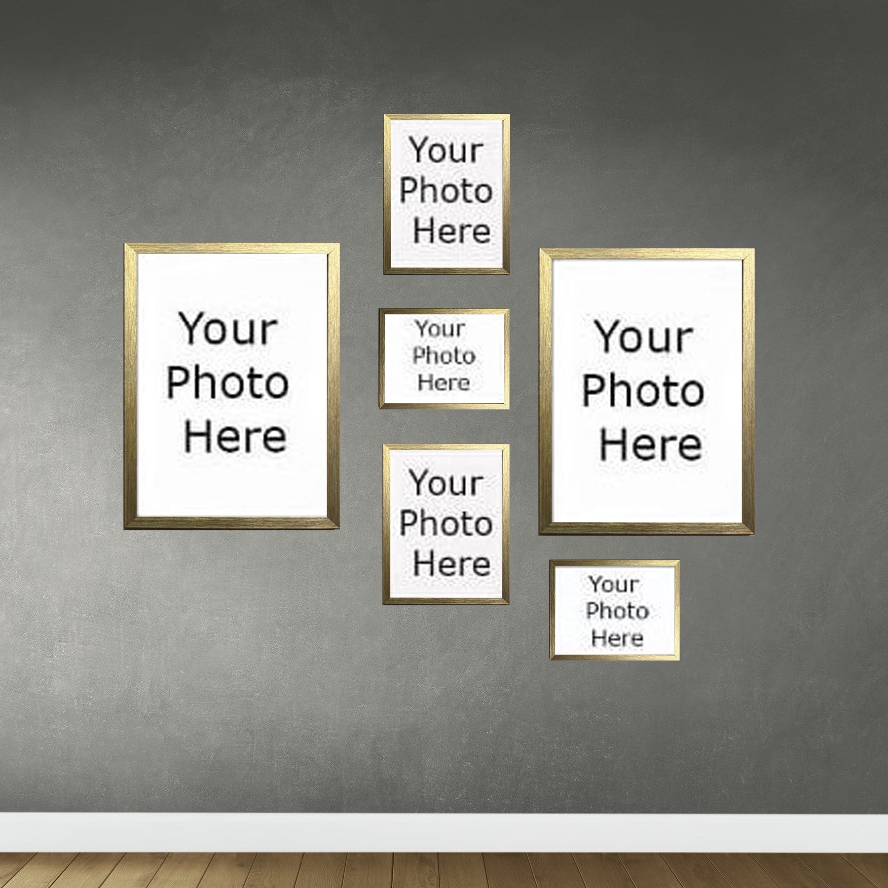 Buy golden Pack of 6 Wall Gallery Collage, 2X 12x16&quot; 2X 8x10&quot;, 2X 6x8&quot;