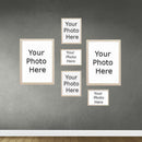 Six golden frames arranged as a customizable wall collage on a gray background. - 6-Piece Wall Gallery Frame Set – Customizable Collage Display - Black - Frame World