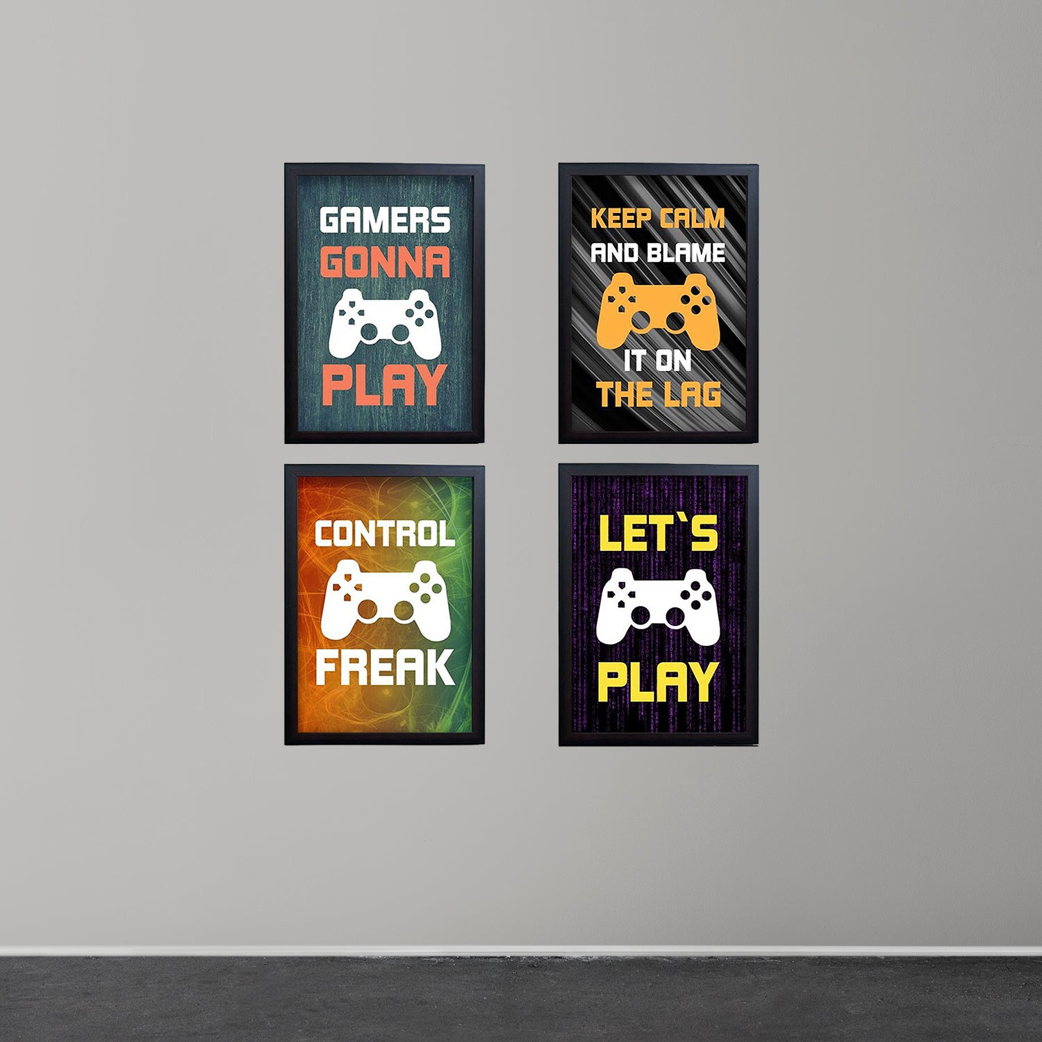 Buy black Boys Gaming Frames/ Gamers Room Frame Set of 4