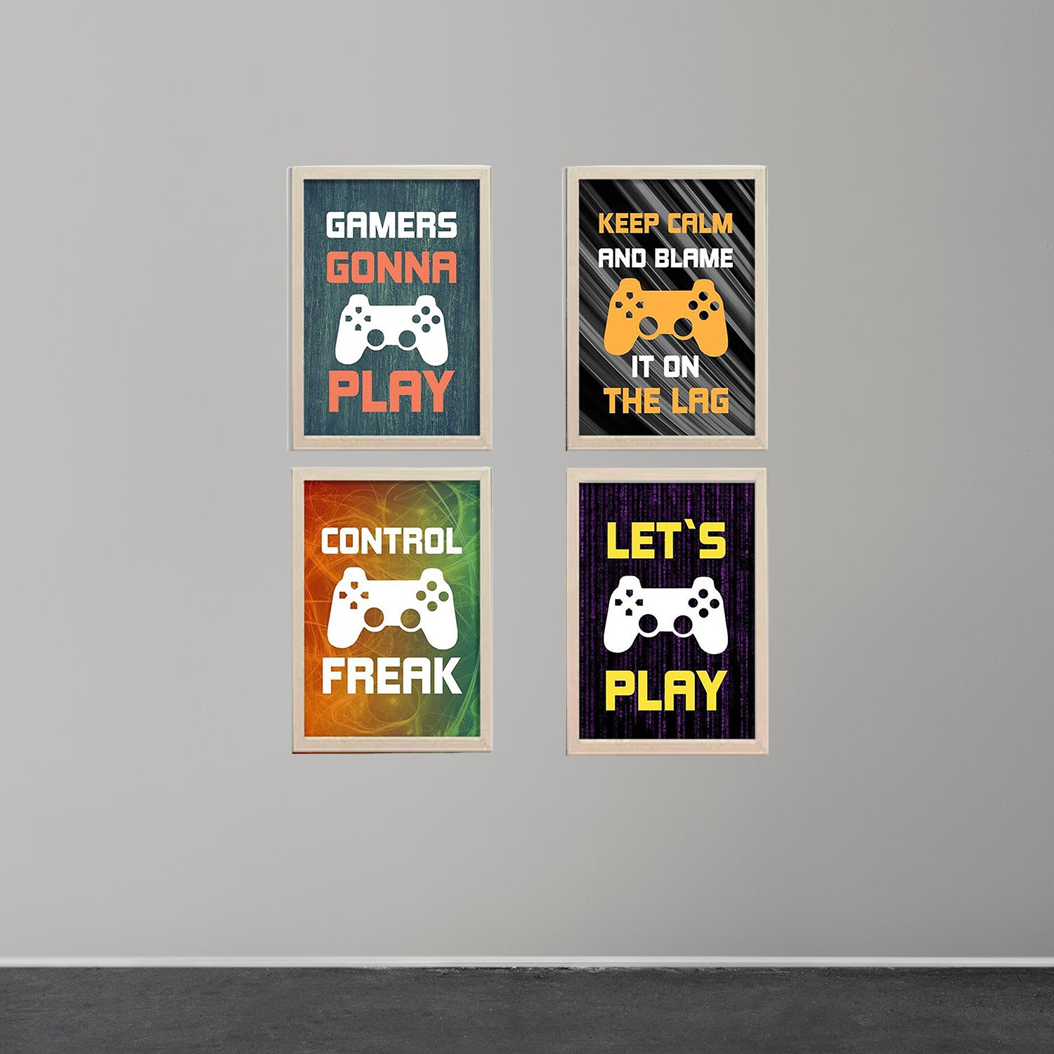 Buy white Boys Gaming Frames/ Gamers Room Frame Set of 4